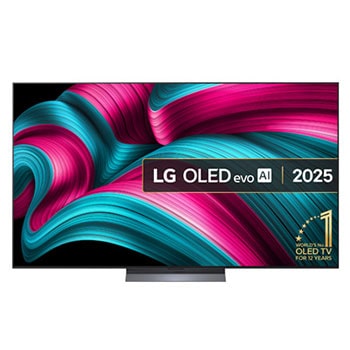 Front view of 77 inch LG OLED evo AI C5 4K Smart TV 2025