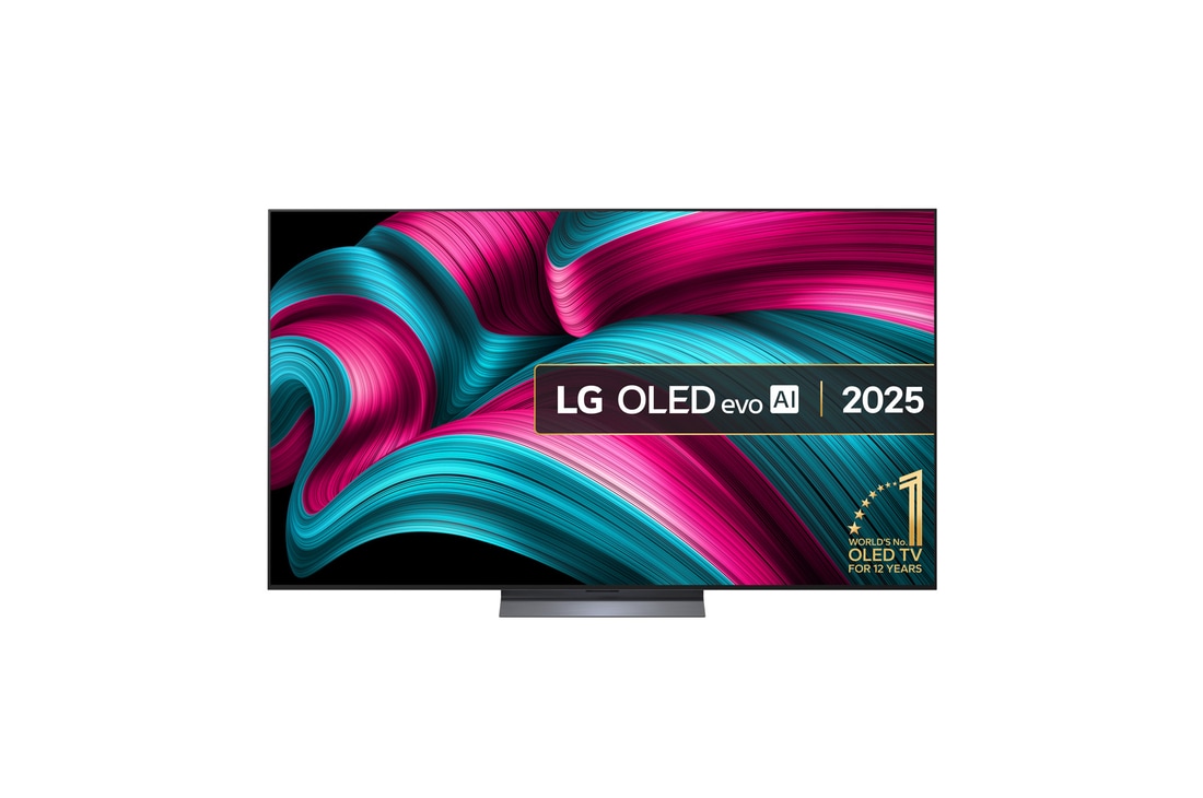 Front view of 77 inch LG OLED evo AI C5 4K Smart TV 2025