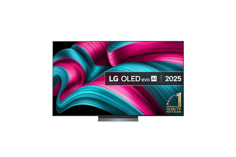 Front view of 77 inch LG OLED evo AI C5 4K Smart TV 2025