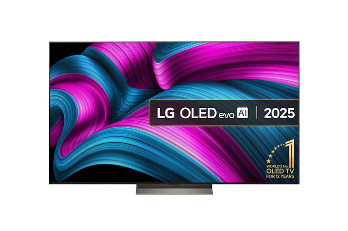 Front view of 77 inch LG OLED evo AI C5E 4K Smart TV 2025 OLED77C5ELB