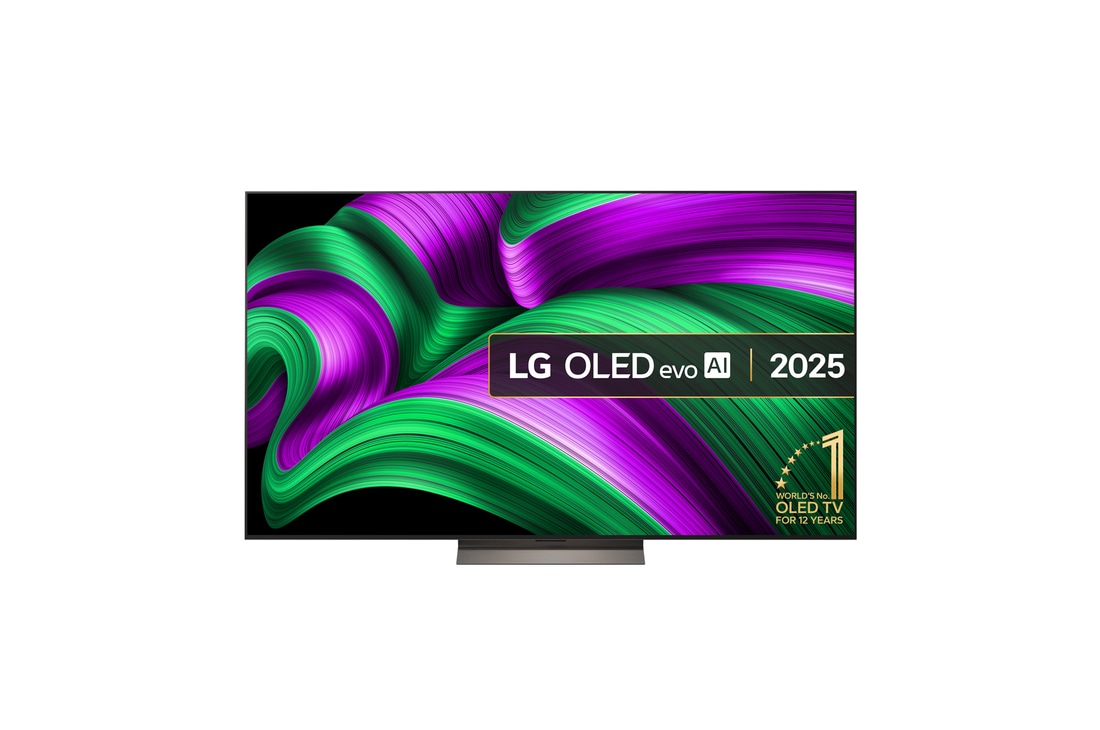 Front view of 77 inch LG OLED evo AI C5 4K Smart TV 2025