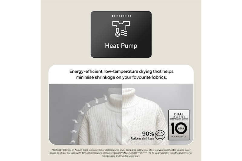 11kg / 6kg AI-powered Heat Pump Washer Dryer, Series 10, White
