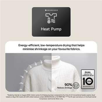 11kg / 6kg AI-powered Heat Pump Washer Dryer, Series 10, White