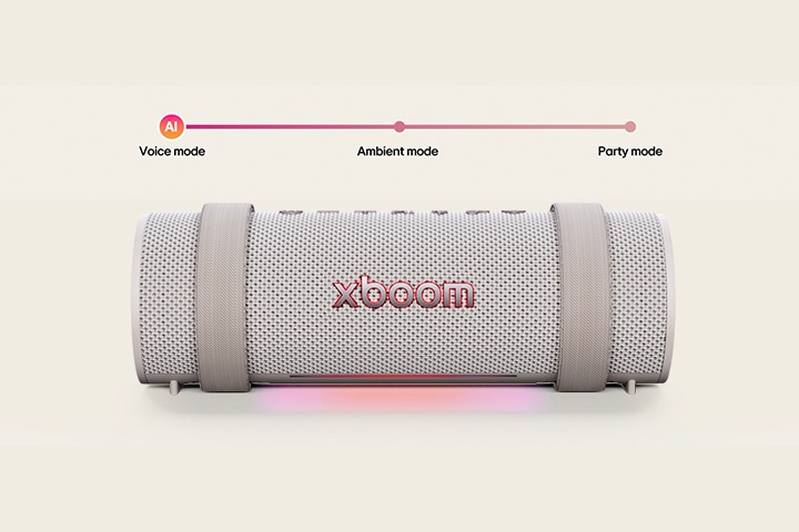 Front view of xboom Grab with its light on.