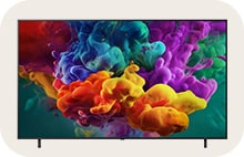 This is the front view of the LG QNED85 TV.	