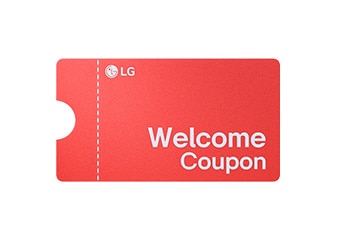 Red LG welcome coupon with 'Welcome Coupon' text