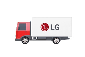Delivery truck with an LG logo on the side