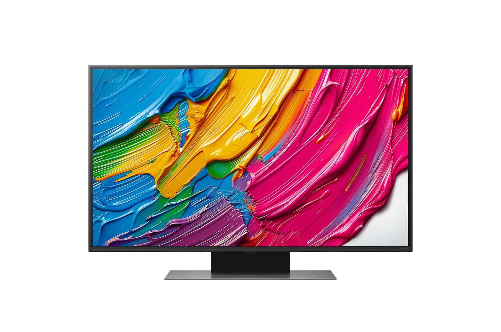 Front view of LG QNED80 TV, 