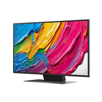 Front view and side view of LG QNED AI QNED80 4K Smart TV showing its length, width, height, and depth dimensions.