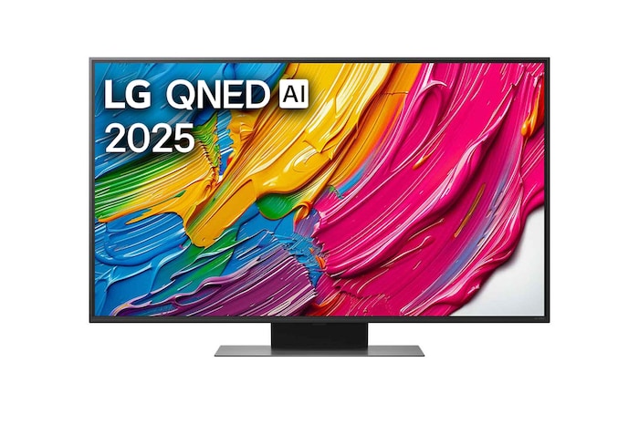 Front view of LG QNED80 TV