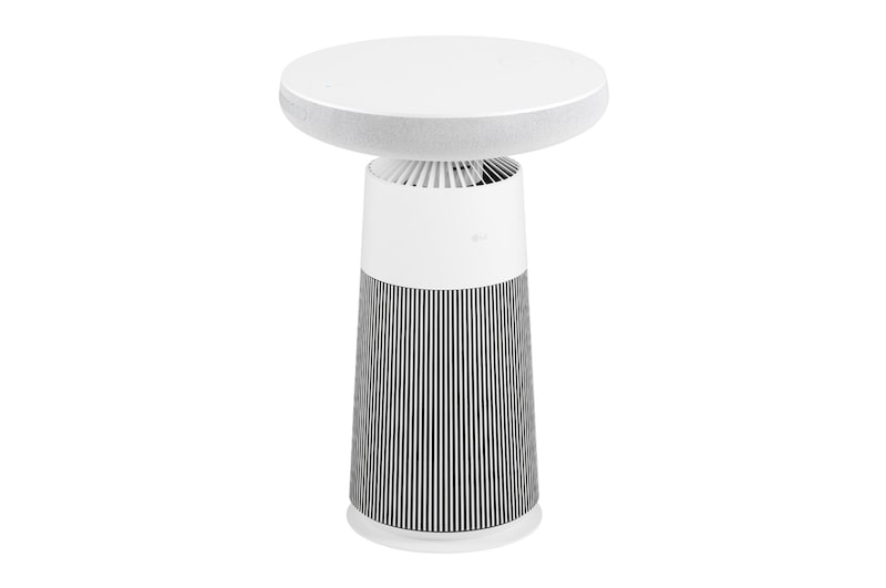 Góc nhìn ba phần tư của LG PuriCare™ Aerospeaker trên nền trắng