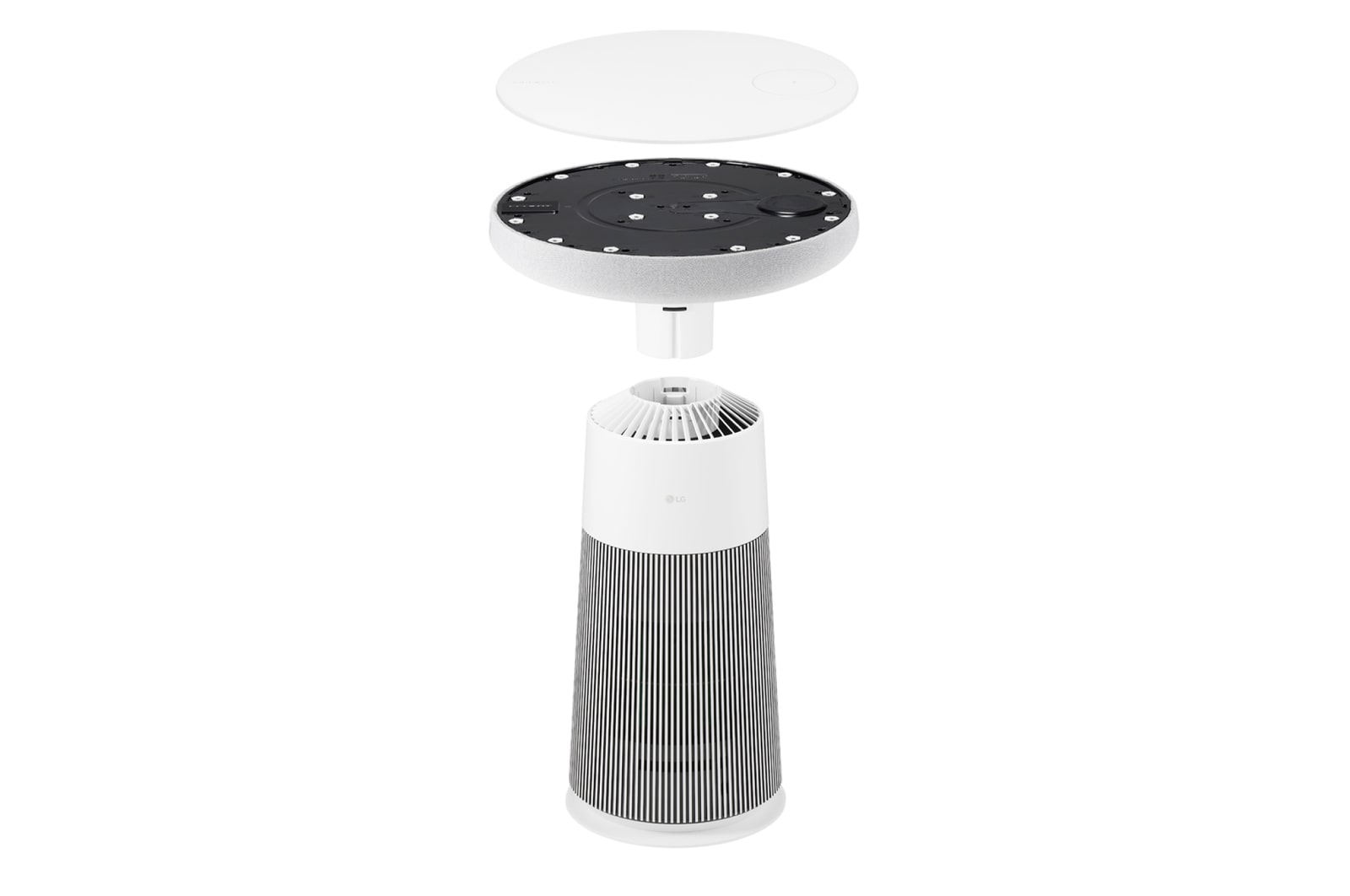 Hình ảnh chi tiết của LG PuriCare™ Aerospeaker có tấm ốp tròn phía trên tách rời