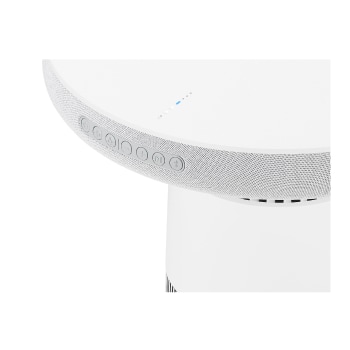 Góc nhìn từ dưới lên của LG PuriCare™ Aerospeaker cho thấy lưới loa và vòng đèn LED