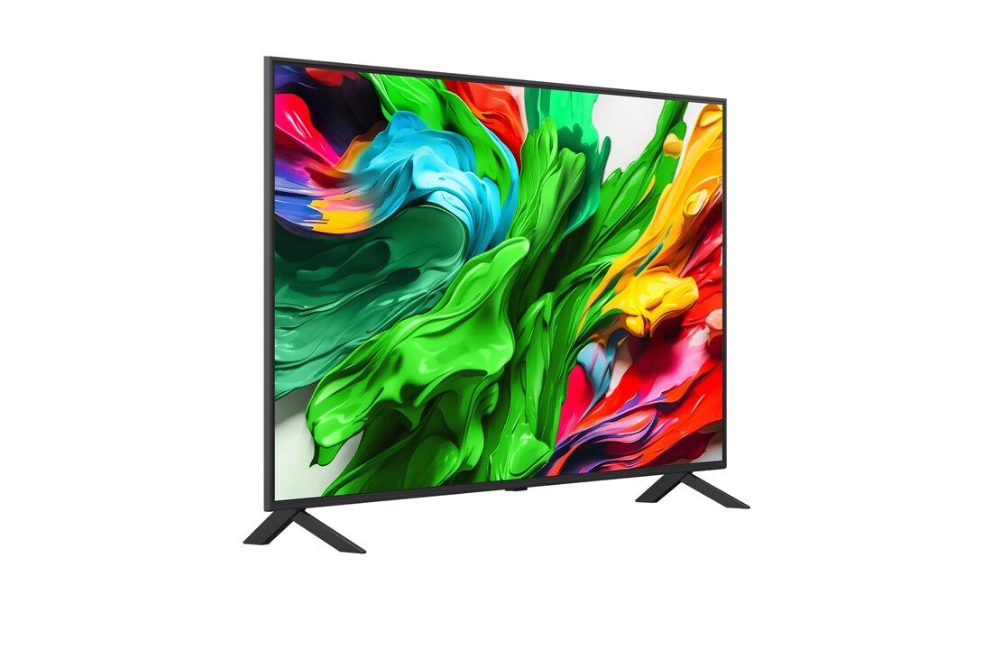 Slightly-angled right-facing side view of LG QNED evo TV