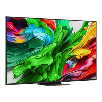 Slightly-angled right-facing side view of LG QNED evo TV