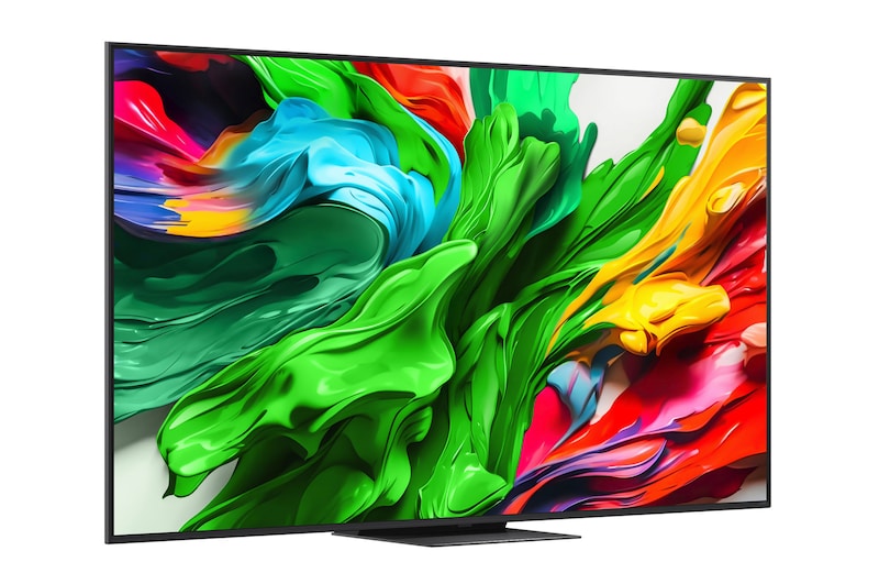 Slightly-angled right-facing side view of LG QNED evo TV