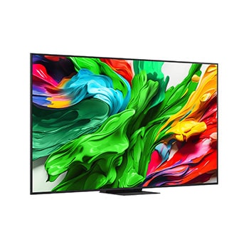 Slightly-angled right-facing side view of LG QNED evo TV