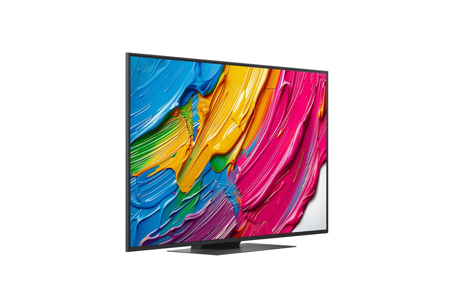 Left-facing side view of LG QNED80 TV 