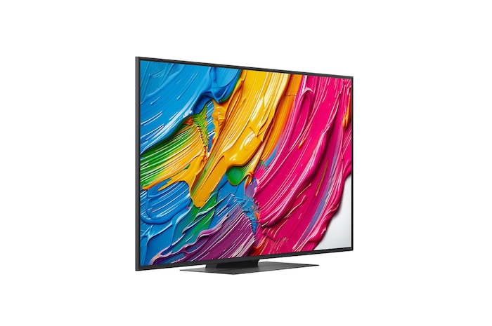 Left-facing side view of LG QNED80 TV