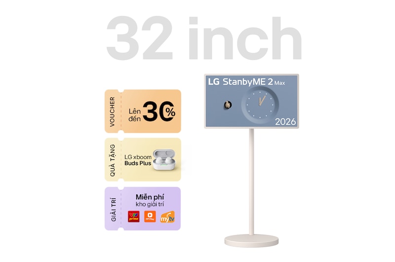 Hình ảnh mặt trước của Màn hình di động LG StanbyME 2 Max LX6 2026 32 inch 32LX6BDGA