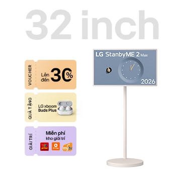 Hình ảnh mặt trước của Màn hình di động LG StanbyME 2 Max LX6 2026 32 inch 32LX6BDGA