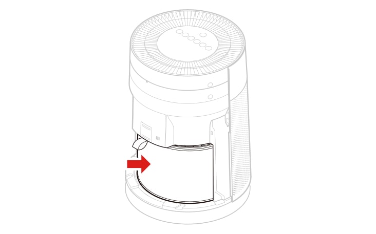 Lắp bộ lọc vào thiết bị, mặt gắn tay cầm bộ lọc hướng lên trên