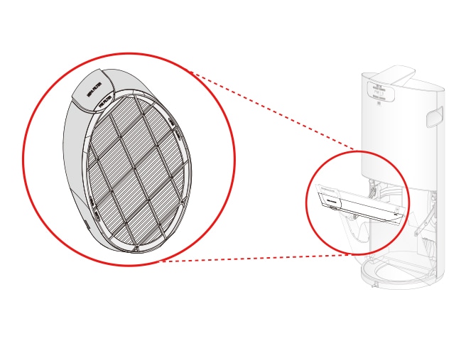 HEPA Filter được gắn vào phần dưới của mặt sau