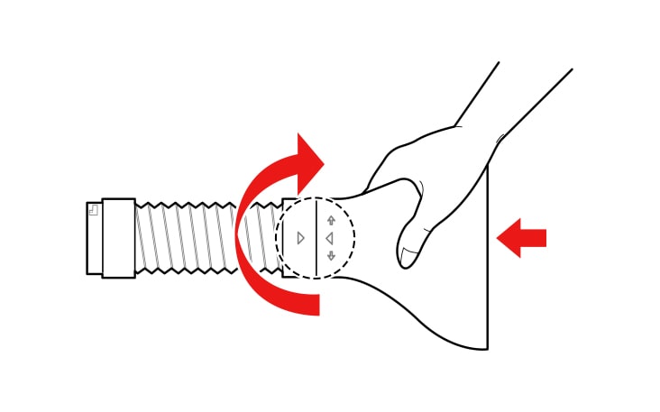 đây là bước 3 Lắp bộ sấy giày hoặc bộ sấy giặt ủi vào ống nối dài Khi lắp/tháo bộ sấy giày hoặc bộ sấy giặt ủi, hãy đảm bảo các đánh dấu hình tam giác hướng về cùng một hướng