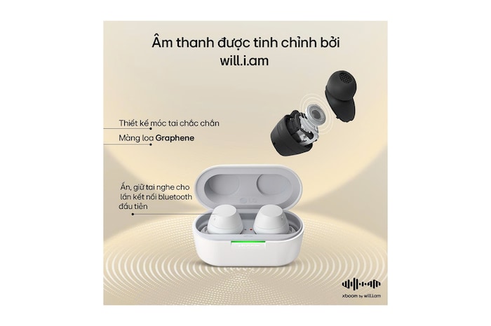 LG xboom Buds Plus của will.i.am | Tai nghe Bluetooth với trình điều khiển Graphene & EQ thích ứng, ANC, BUDSPLUS