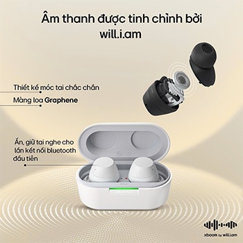 LG xboom Buds Plus của will.i.am | Tai nghe Bluetooth với trình điều khiển Graphene & EQ thích ứng, ANC, BUDSPLUS