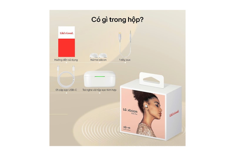 LG xboom Buds Plus của will.i.am | Tai nghe Bluetooth với trình điều khiển Graphene & EQ thích ứng, ANC, BUDSPLUS