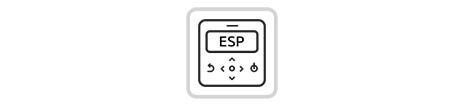 E.S.P hiển thị trên bộ điều khiển HVAC của LG, có nhiều nút bao gồm nút lên, nút xuống và nút hoàn tác.