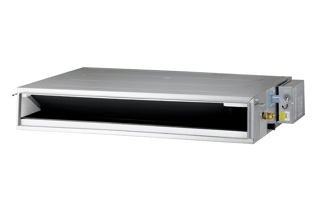 Điều hòa LG Concealed Duct ARNU05GL1G4 là khối hộp chữ nhật màu xám có một số cửa hút gió ở bên phải và một lỗ thông gió ở mặt trước.