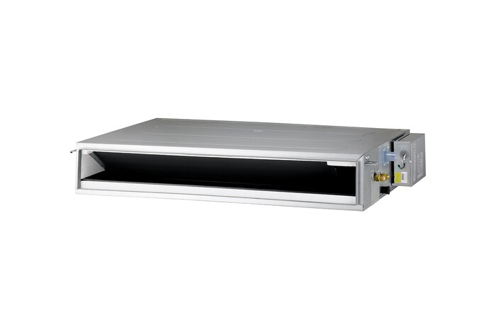 Điều hòa LG Concealed Duct ARNU24GL3G4 là khối hộp chữ nhật màu xám có một số cửa hút gió ở bên phải và một lỗ thông gió ở mặt trước.