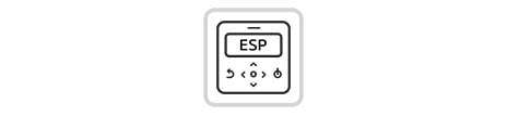 E.S.P hiển thị trên bộ điều khiển HVAC của LG, có nhiều nút bao gồm nút lên, nút xuống và nút hoàn tác.