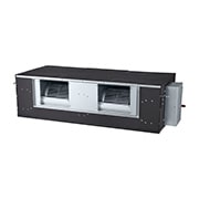 'Điều hòa LG Concealed Duct ARNU96GB8A4 là khối hộp chữ nhật màu đen có hai lỗ thông gió ở mặt trước.
