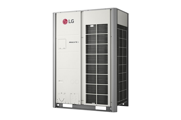 Thiết bị ngoài trời LG MULTI V i ARUN140LTE6, 14HP. Ống dẫn hình vuông 1x1 ở bên phải mặt trước và ở mỗi bên của thiết bị.