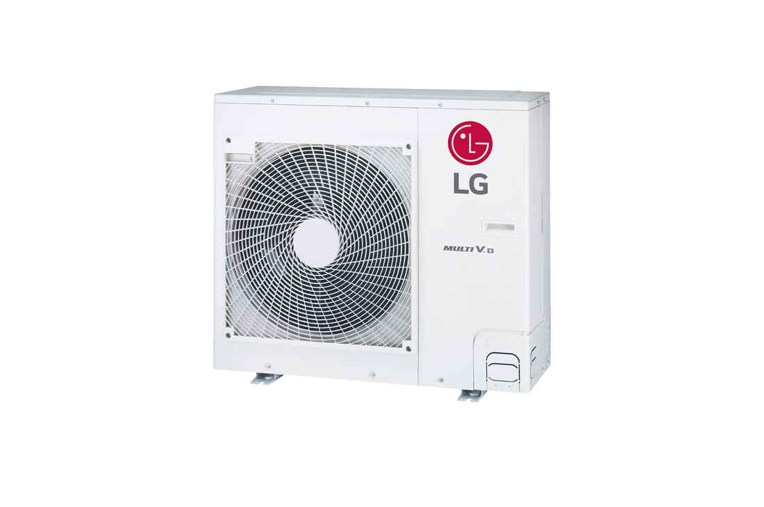Thiết bị ngoài trời LG MULTI V S ARUV030GSD5, 3HP. có hình chữ nhật dài và có chiếc chảo lớn tích hợp bên trong.