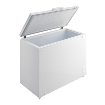 LG chest freezer side view showing door opening