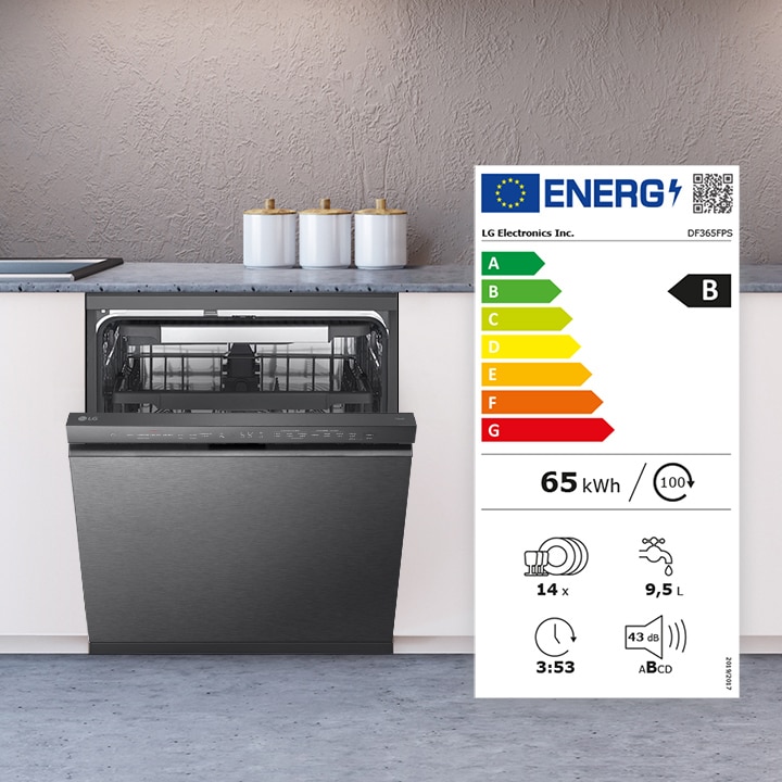 Máy rửa bát độc lập LG có xếp hạng hiệu suất năng lượng B