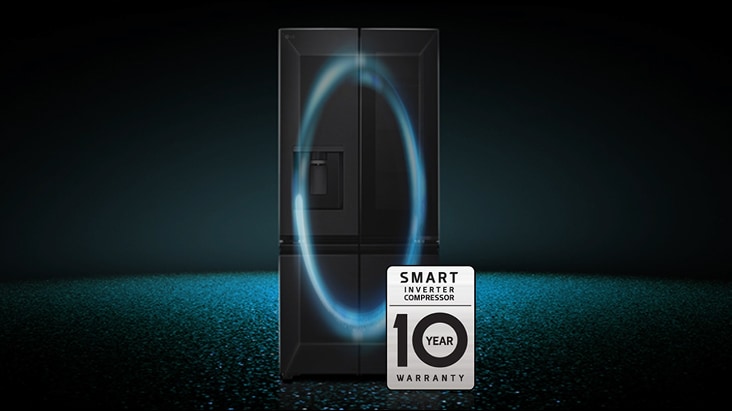 Tủ lạnh LG được bảo hành 10 năm cho máy nén inverter thông minh, giúp điều chỉnh độ lạnh trong tủ lạnh.	
