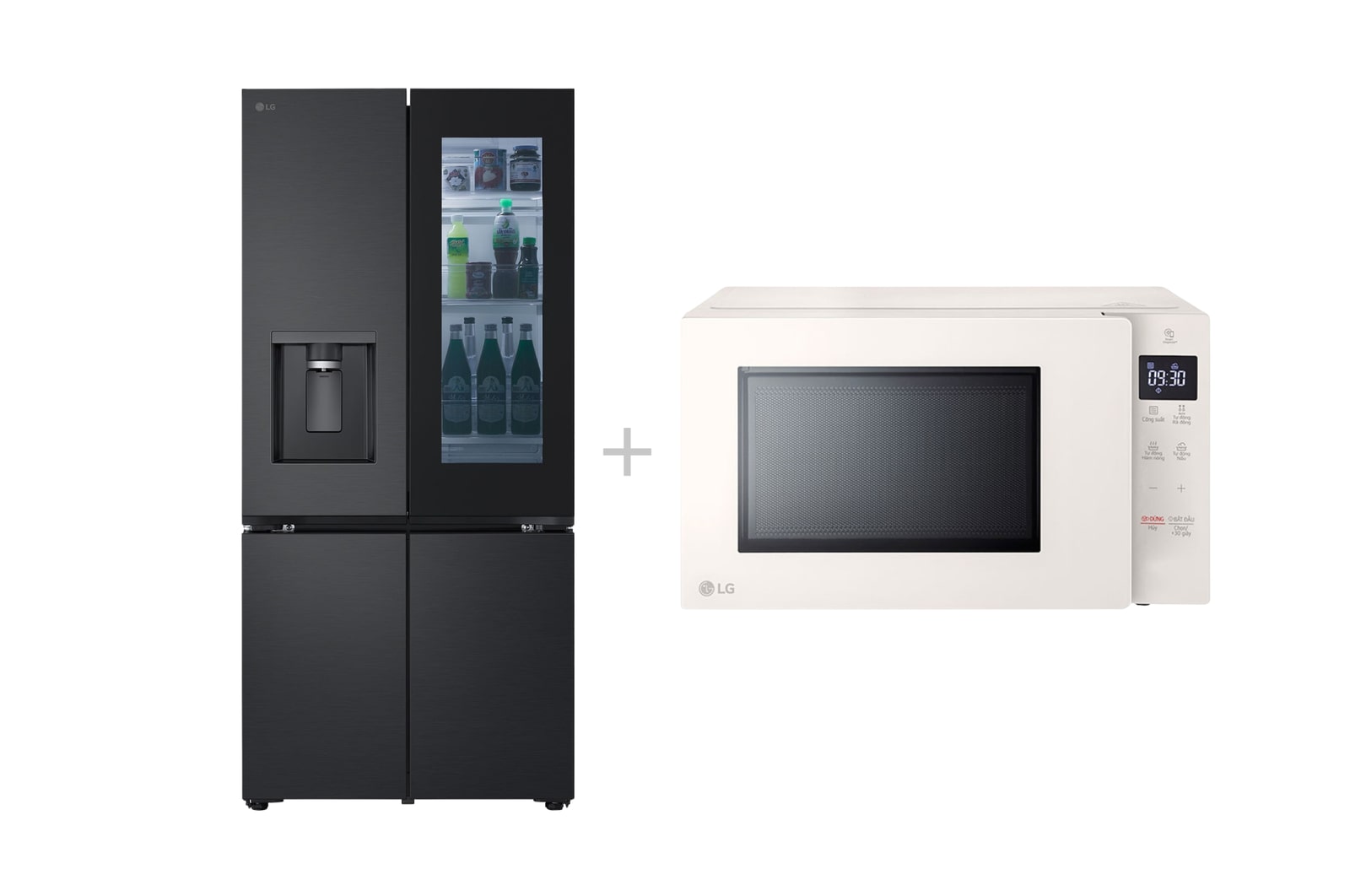 Hình ảnh mặt trước của Tủ lạnh LG French Door InstaView™ màu đen lì 576L LFD58BLMAI LFD58BLMAI