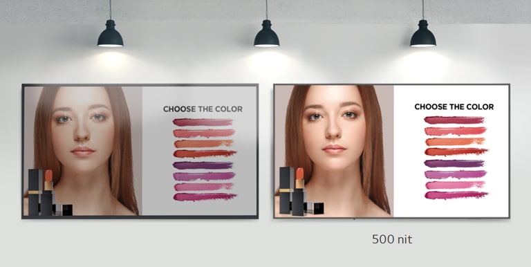 UM5K có độ sáng 500 nit, do đó hình ảnh có thể hiển thị rõ ràng, ngay cả dưới ánh sáng mạnh.