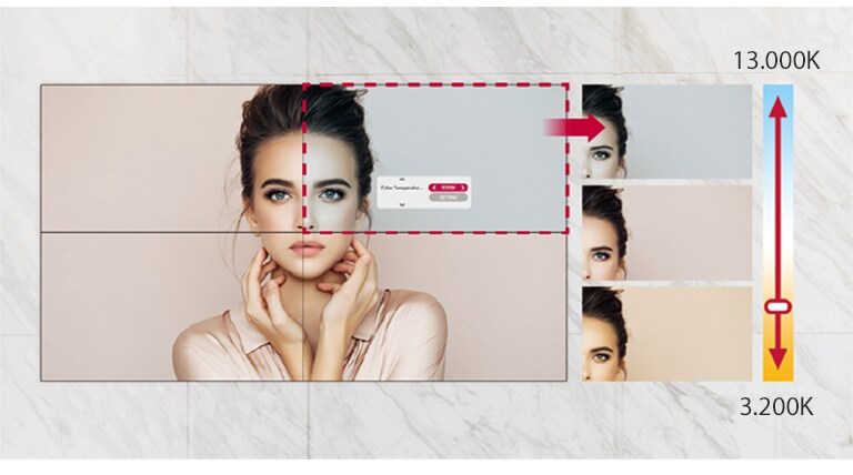 VL5PJ có thể điều chỉnh nhiệt độ màu từ 3.200K đến 13.000K theo đơn vị 100K.