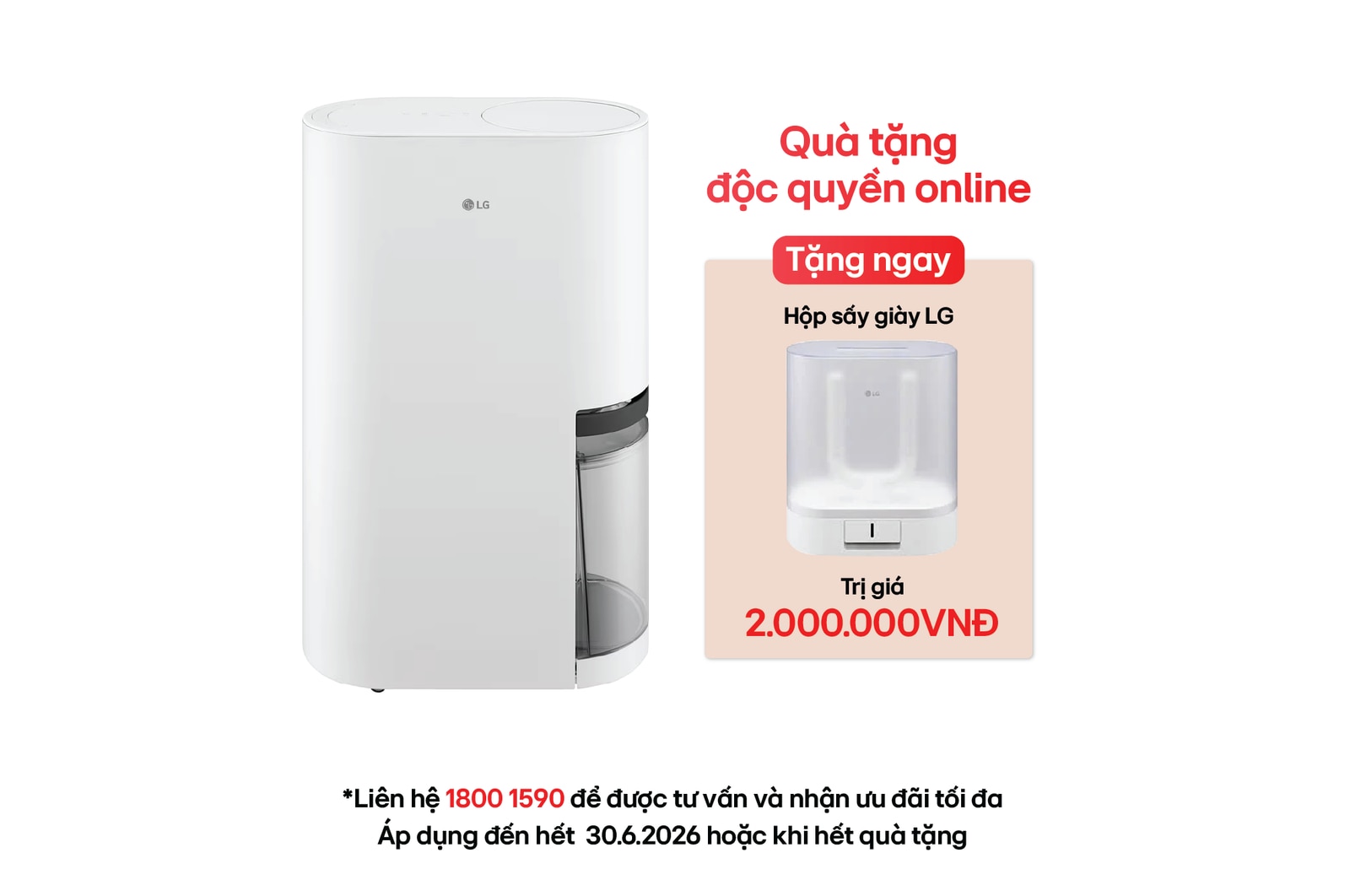 Hình ảnh mặt trước của Máy hút ẩm LG Dual Inverter Mojave 34L DD20GMWE1 DD20GMWE1