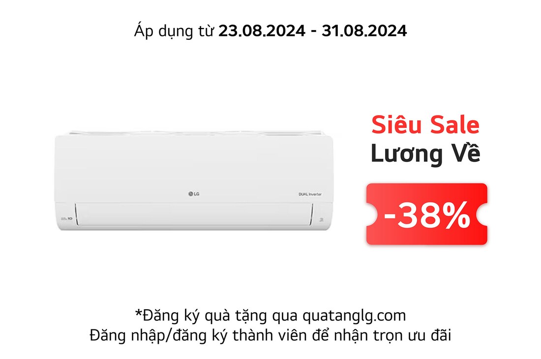 LG Điều hòa LG DUALCOOL™Inverter 1 chiều 12.000 BTU (1.5HP) V13ENO, V13ENO