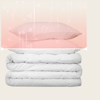 Đồ họa trình quét màu đỏ mô phỏng công nghệ AI của LG đang nhận diện sợi vải.