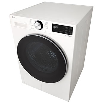 Máy sấy LG 11 kg màu trắng Essence White, góc chụp cao từ bên phải
