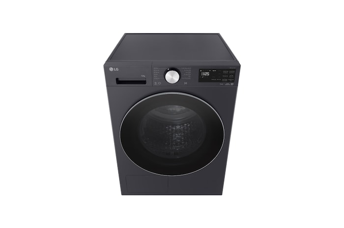 Máy sấy LG 12 kg màu Essence Graphite, góc chụp cao từ phía trước