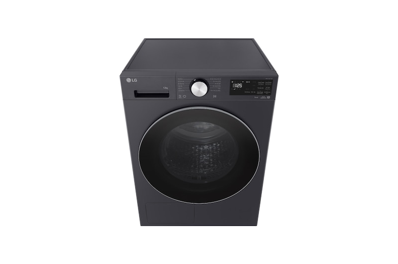 Máy sấy LG 12 kg màu Essence Graphite, góc chụp cao từ phía trước